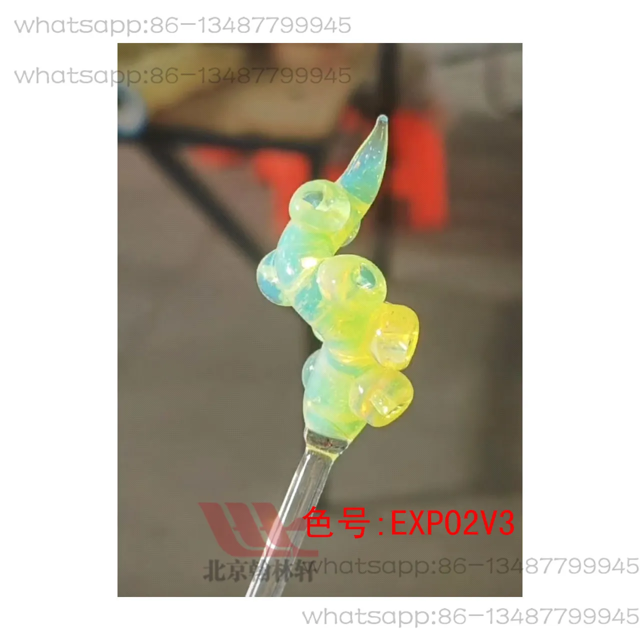 Varilla de Vidrio de Color Verde Limón que Cambia de Color EXP02V3 de 1 kg, Vidrio Quemado, Varilla de Encendedor, Material Duro Esmaltado de Color