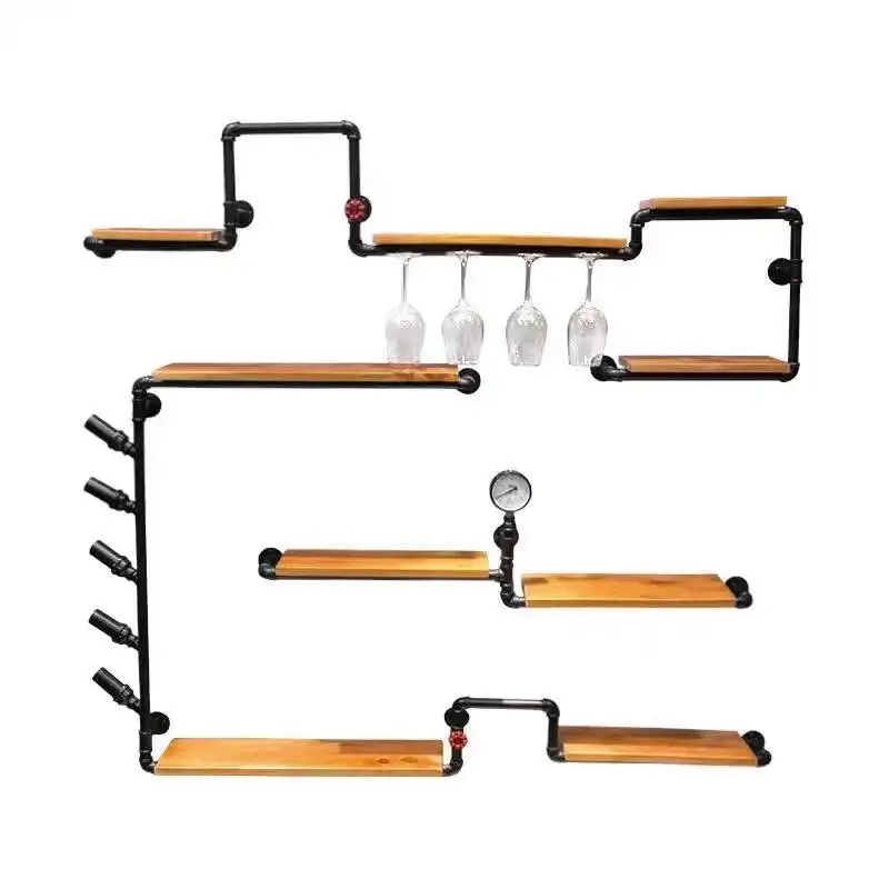 

Black Modern Wall Wine Racks Kitchen Display Bar Display Cabinet Wine Rack Industrial Wall Living Room Wijnkast Decoration
