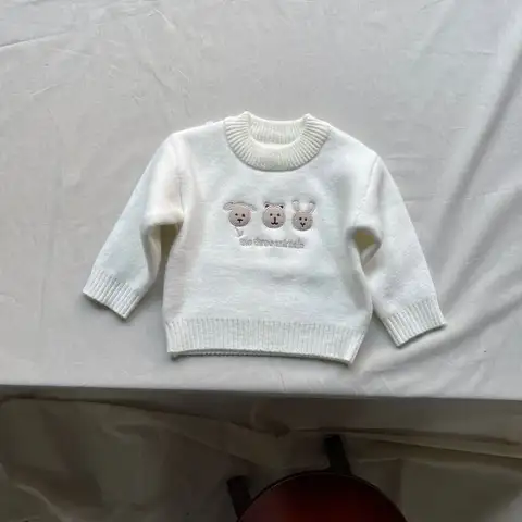 2025 겨울 아기 스웨터 플러스 벨벳 두꺼운 유아 소년 만화 자수 풀오버 상의, 유아 소녀 양털 따뜻한 스웨터, 신제품
