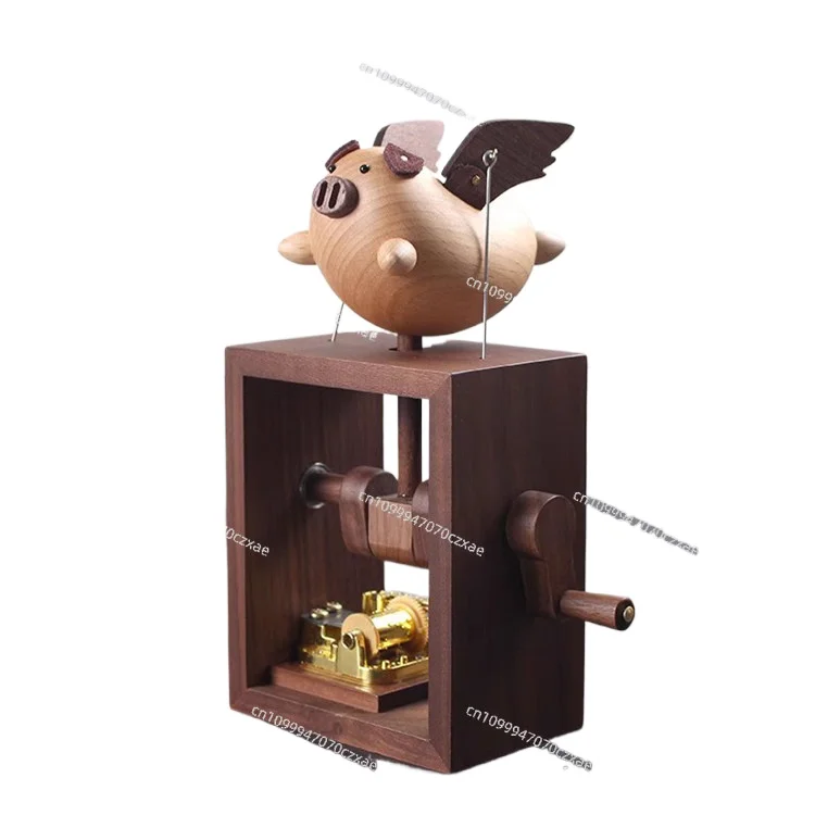 

Little Flying Pig Hand-cranked Music Box, Creative Ornament Music Box