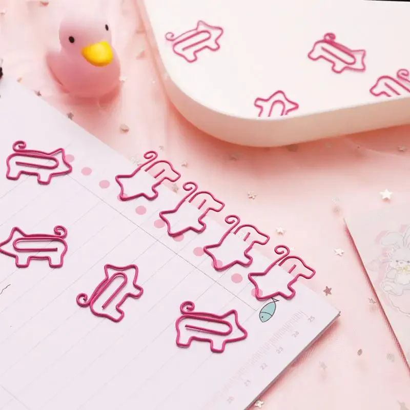 Cute Cartoon Pig Animal Bookmark Paper Clip Hollow Out Metal Binder Clips Notes Letter Stationery Office Accessories