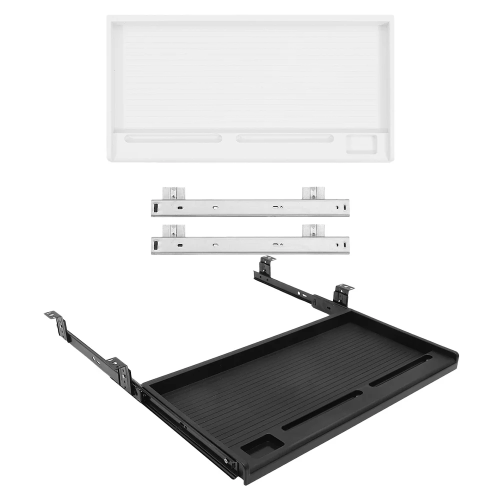 

2Sets Drawer Type Keyboard Storage Tray Under Desk PP and Metal Material Slide-Out Platform for Office Workers Multi-Purpose