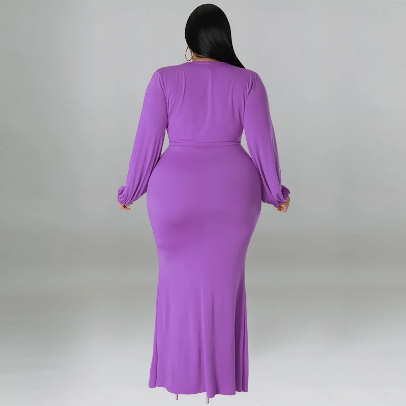 Plus Size Bodycon Elegant Dress Female V Neck Pleated Clothing Luxury Dinner Evening Long Robe 2024 Spring Women Party Dress