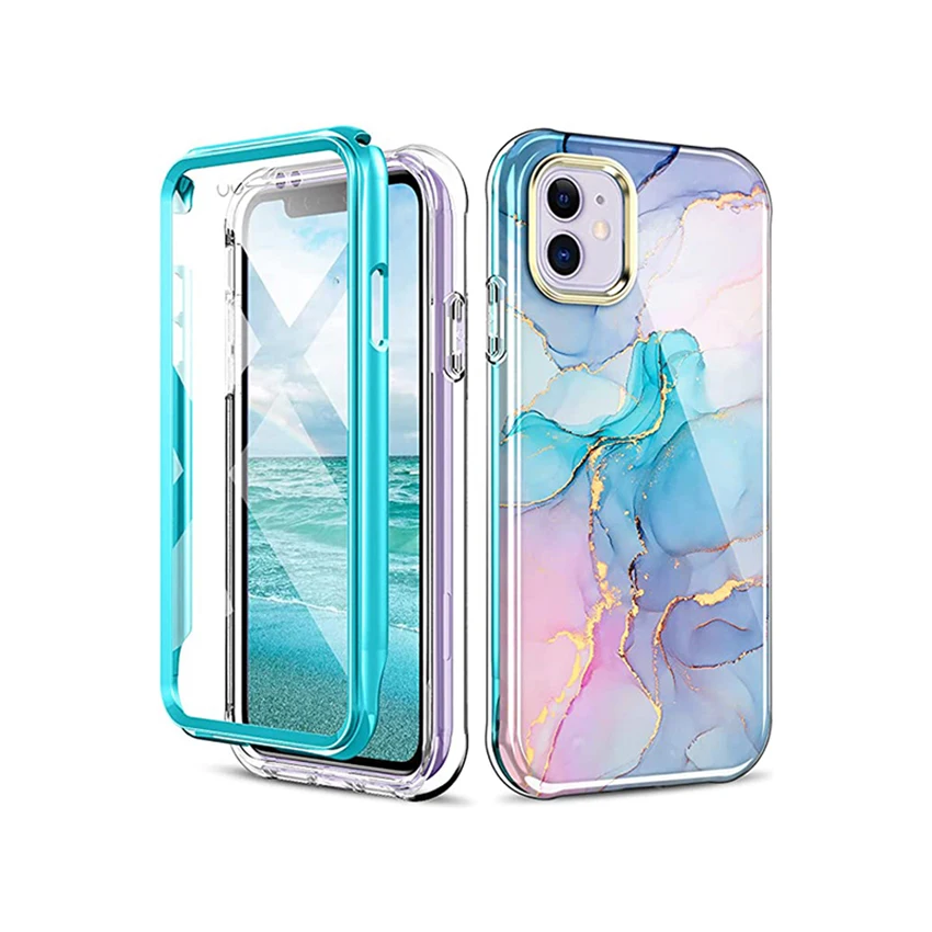 

Marble Texture Phone Case For Iphone 16 15 14 13 12 11 Pro Max Plus 16Pro Xs 7 Electroplating Phone Case Hard Cover 3 In 1 Shell