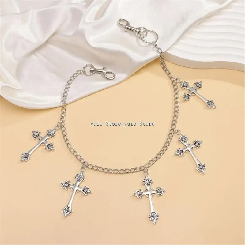 X7XB Tassels Chain Belt Personality Charm Belt Durability Metal Chain Trendy Belt