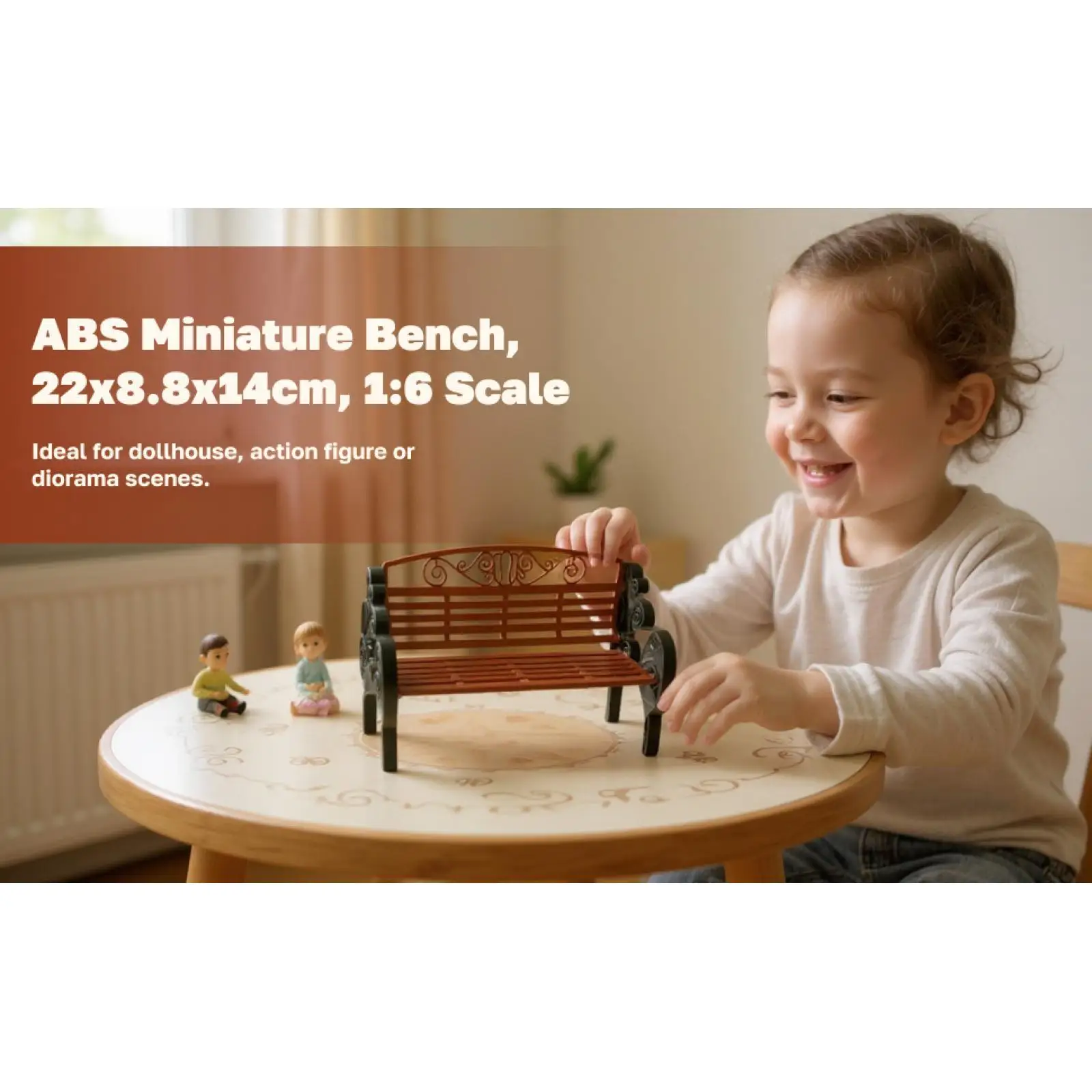 1:6 Dollhouse Garden Bench Miniature Patio Porch Chair Decorative DIY Accessories Dollhouse Furniture Chair for Furnishings