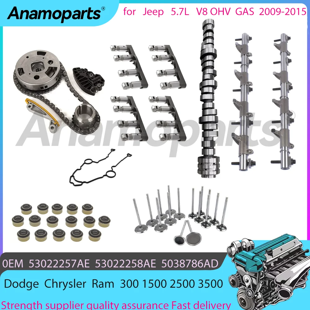 Timing chain kit Camshaft rocker arms set Overhaul Rebuild for 09-15 Chrysler Dodge Jeep Ram 1500 2500 3500 5.7L V8 OHV GAS