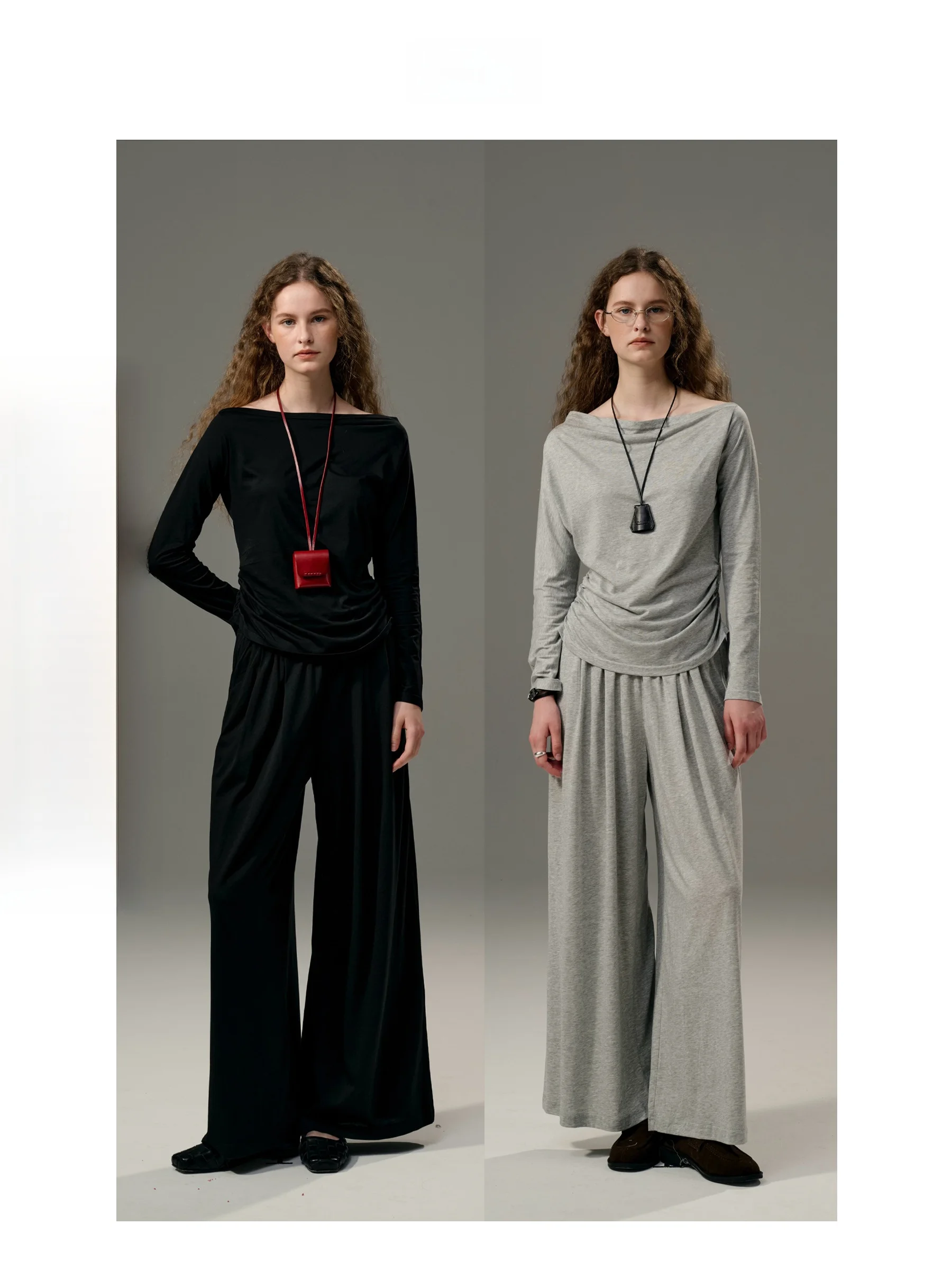 

UNID Soft Dra Шелковый Хлопковый двусторонний комплект брюк с прямыми штанинами Шикарная осенняя женская одежда Long Sve irt