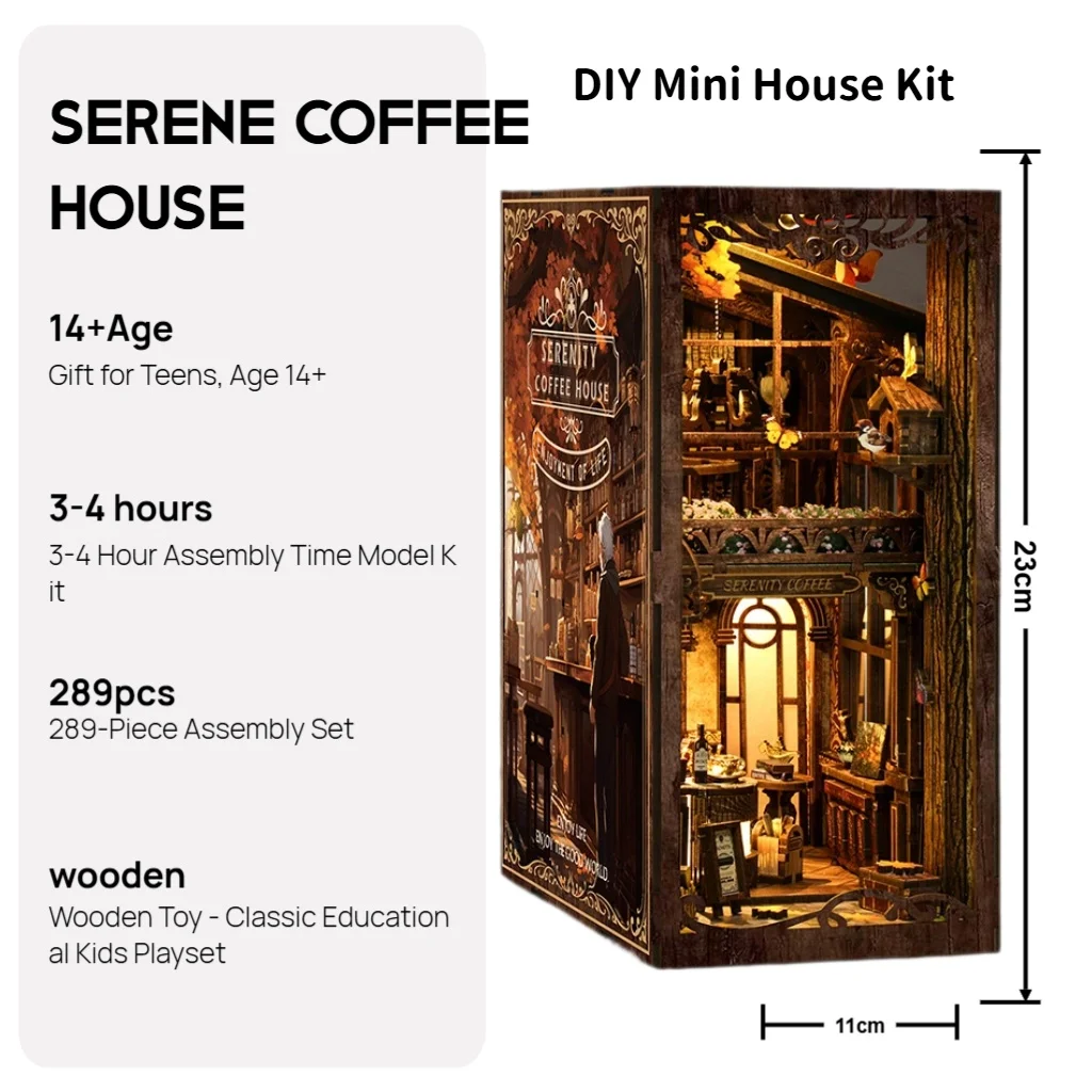 

OUZEY 3D Wooden Book Nook DIY Kit - “Enchanted Cottage” Bookshelf Insert Model, Magic Theme Home Decor Gift for Adults