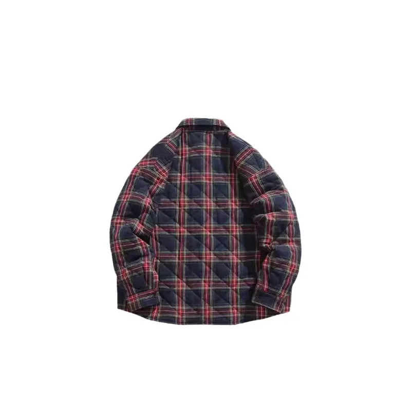 Men\'s American Vintage Cotton-Padded Jackets For Men Embroidered Label Men Clothing Winter Warm Thick Jacket Casual Couple Coat
