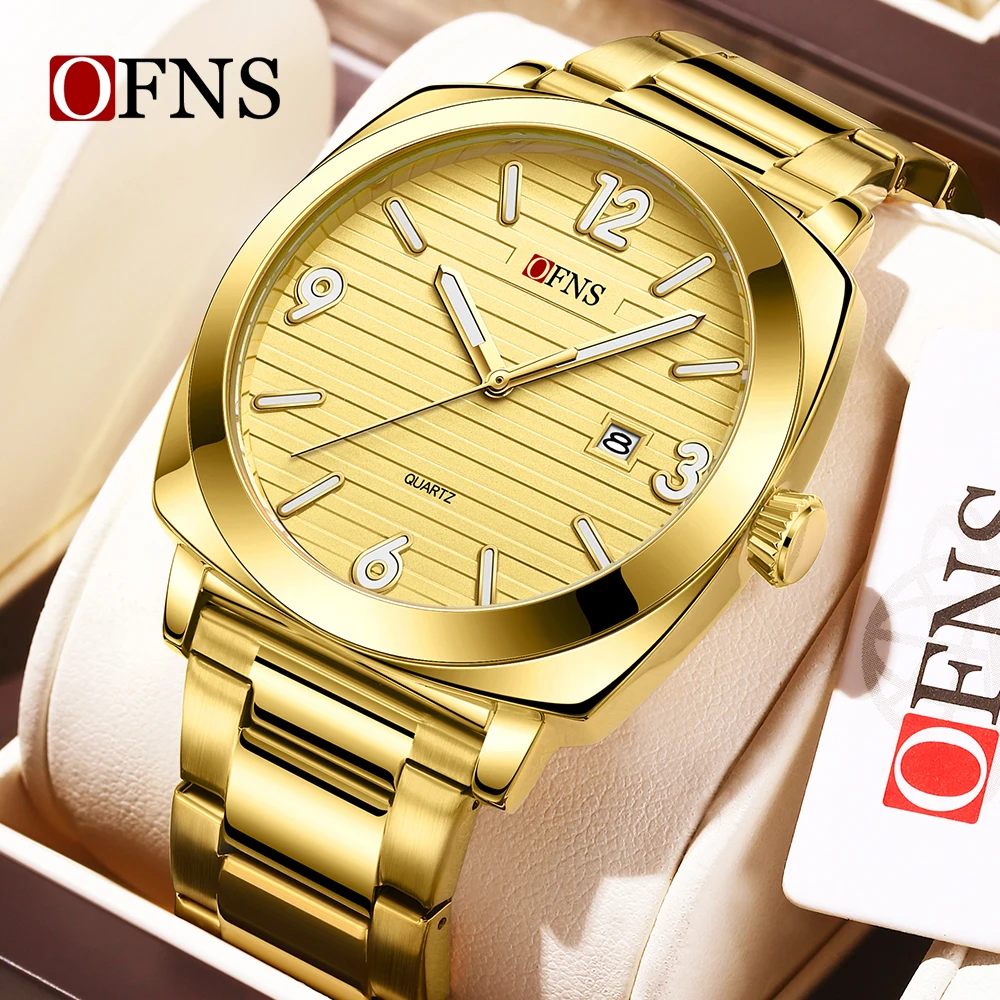 OFNS 신상 1618 패셔너블 슬림 남성 쿼츠 시계 방수 야광 싱글 캘린더 심플 캐주얼 남성 쿼츠 시계 2025