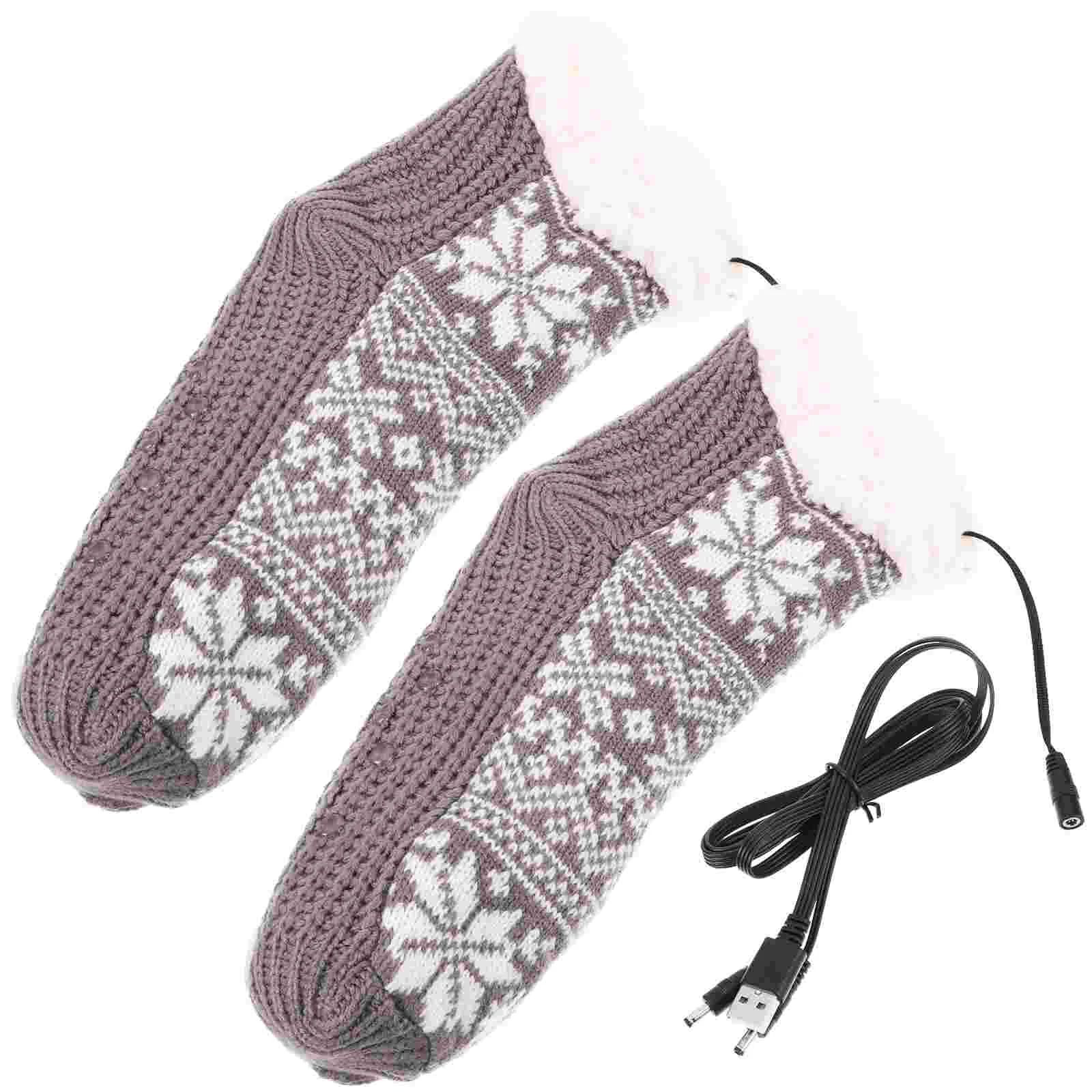 USB Electric Heating Socks Ladies Slippers Winter Heated for Women Slippers/house Shoes Home Man