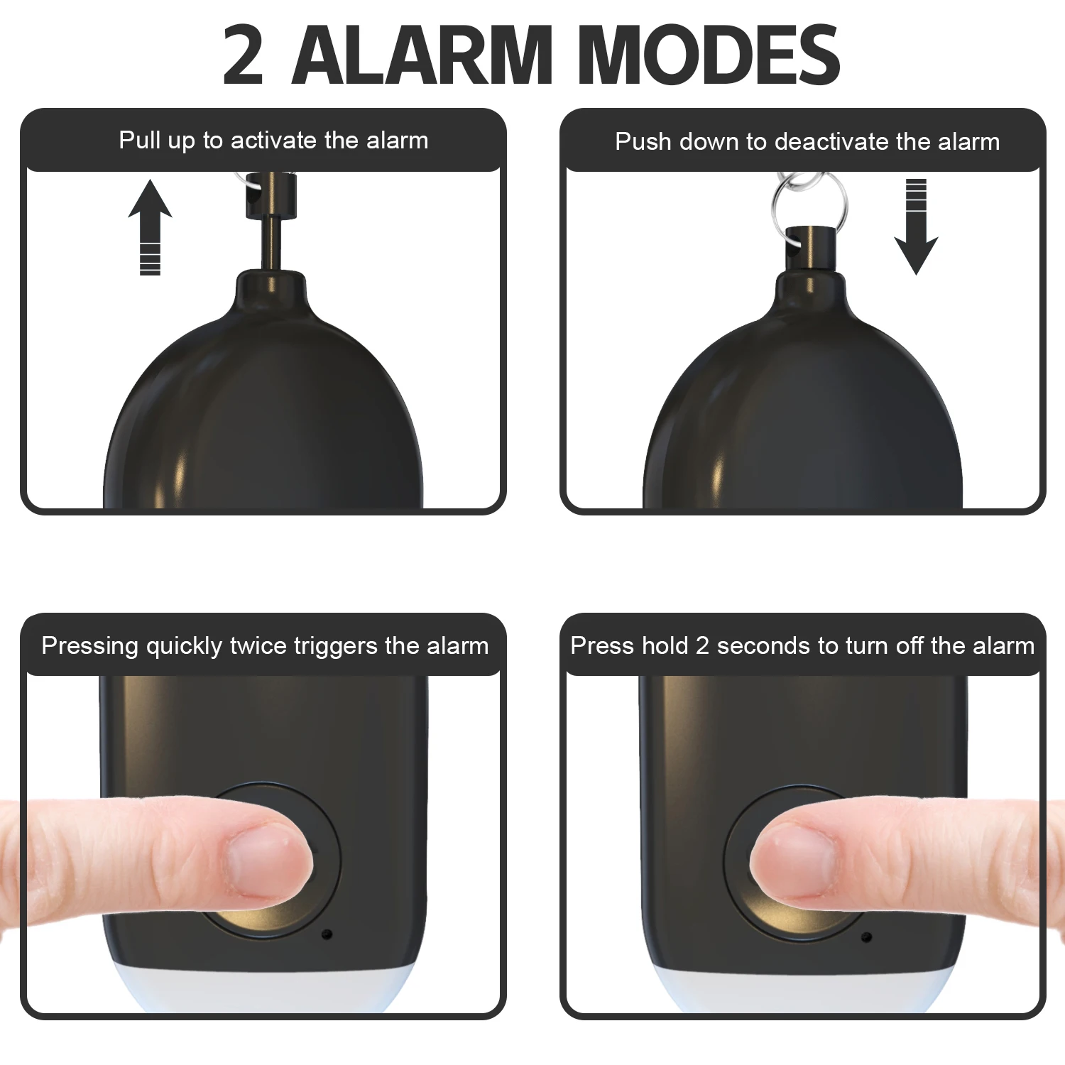Rechargeable Self Defense Keychain Alarm 130dB Loud Emergency Personal Siren with Flashing Strobe Light SOS Safety Alert Device