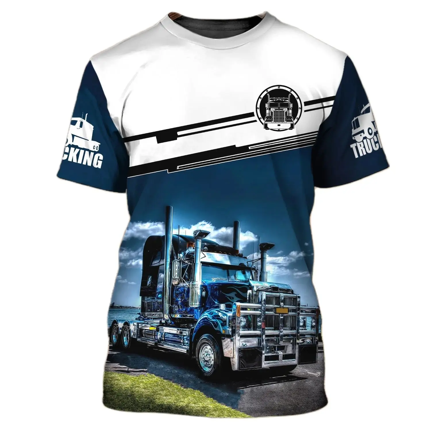 Truck 3D Printing T Shirt Man Summer O-Neck Short Sleeve Oversized Top Casual Tee Loose Streetwear Unisex Harajaku