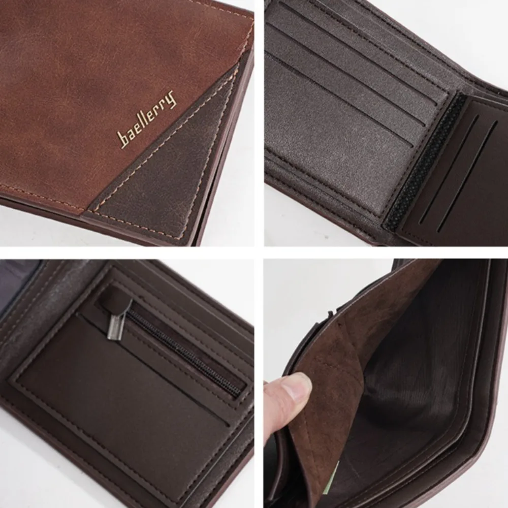 2025 محفظة جديدة للرجال لينة بولي Leather جلد ذكر قصير بسيط ضوء المال كليب Vintage محفظة الأعمال للطلاب الشباب حامل بطاقة الهوية