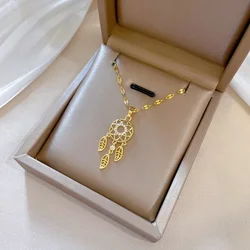 Stainless Steel Minimalist Dream Catchers Necklace For Women Tassel Crystal Pendant Choker Drop Shipping Trendy Femme Jewelry