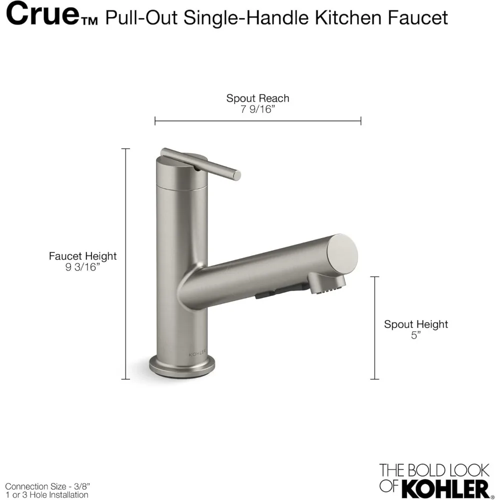 Keran Dapur Satu Gagang dengan Semprotan Tarik, Lapisan Logam Berwarna Cerah, Daya Tahan Lama