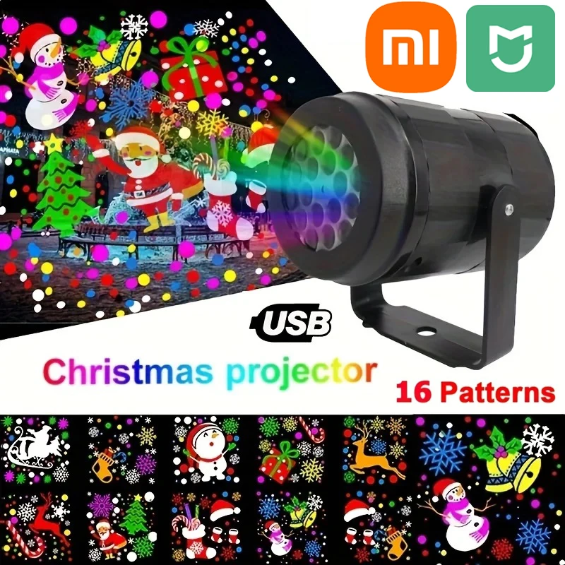 Xiaomi Mijia Christmas Laser Projector Light 16 Patterns Waterproof Rotating Christmas LED Stage Lights Christmas Decoration﻿