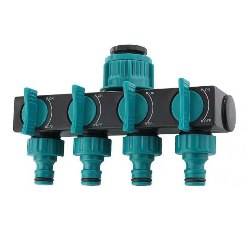 4 Way Water Hose Splitter Leakproof Connector for Garden Irrigation with Adjustable Outlets and Easy Faucet Connection