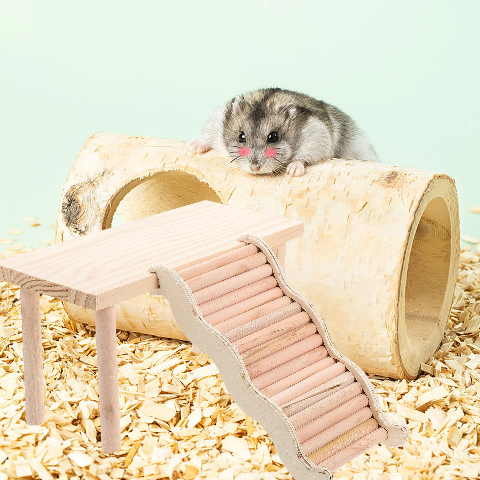 Plataforma de hamster tanque de água escada de escalada gaiola para animais de estimação fornecimento jogando madeira