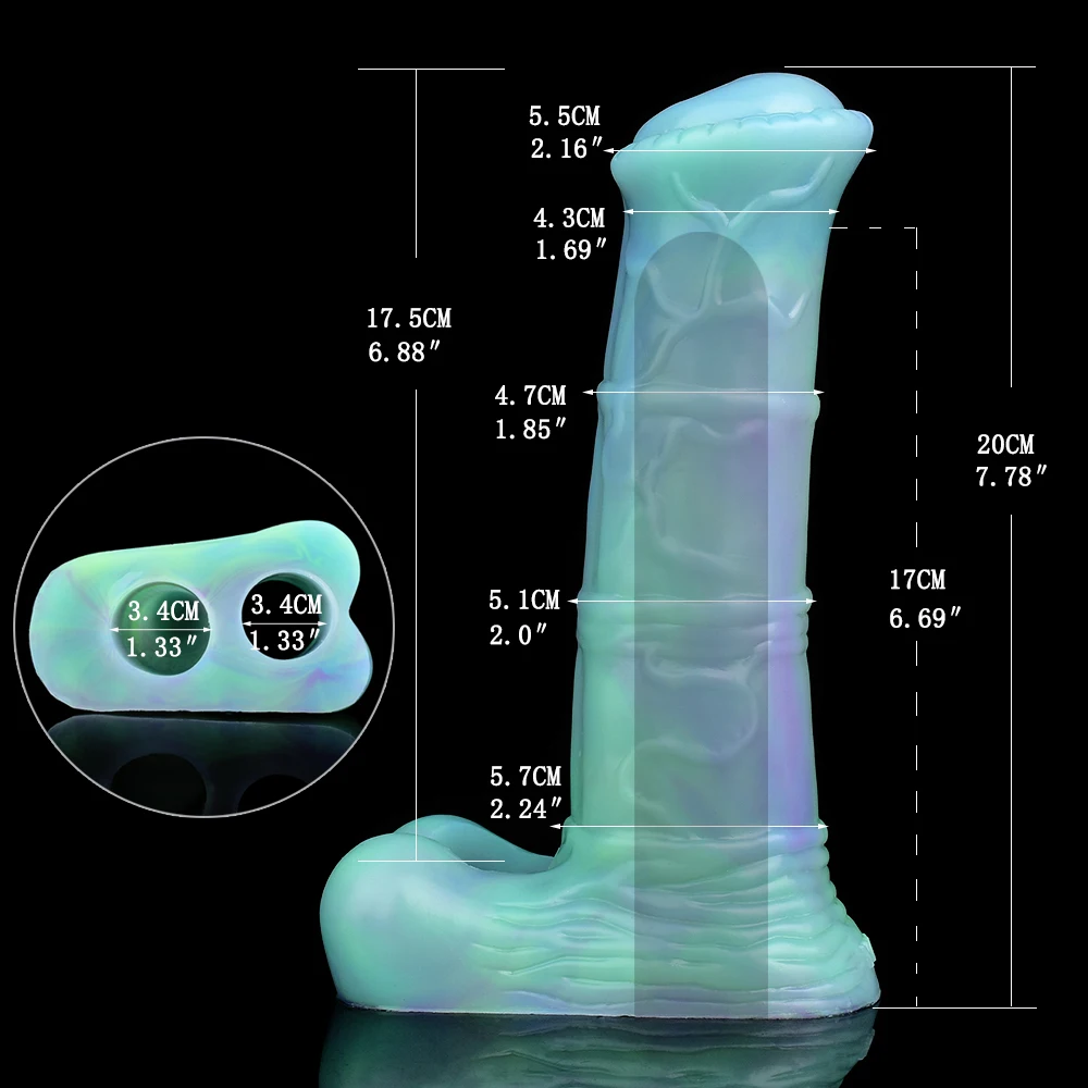 FAAK Large Silicone Dog knot Penis Sleeve Strecthable Fantasy Luminous Horse Dildo Sheath With Anti-drop Ring Sex Toys For Men