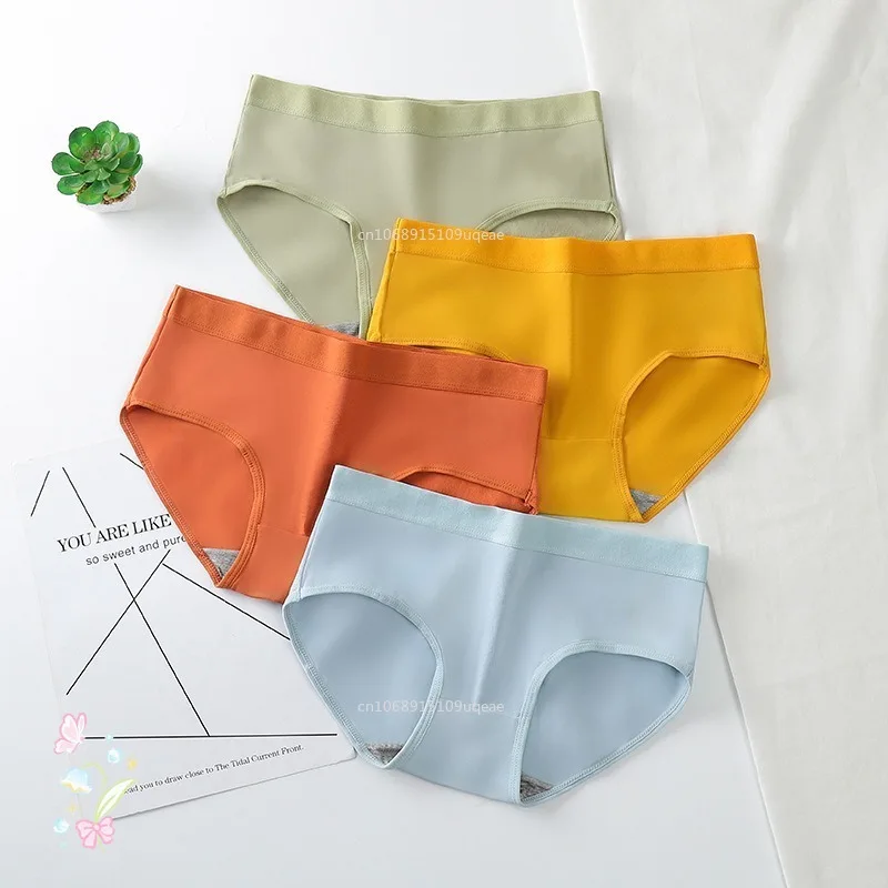 Women's Underwear Female Korean Version Comfortable Cotton Mid-waist Briefs Sexy Lingerie for Women Seamless Cotton Panties