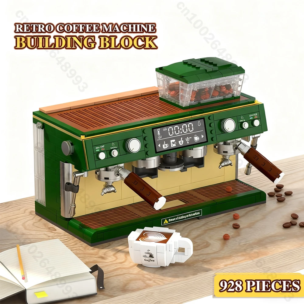ماكينة القهوة الكلاسيكية الرجعية نموذج تجميع صغير اللبنات MOC مجموعة الطوب البناء لعبة الأطفال هدية الكريسماس #1
