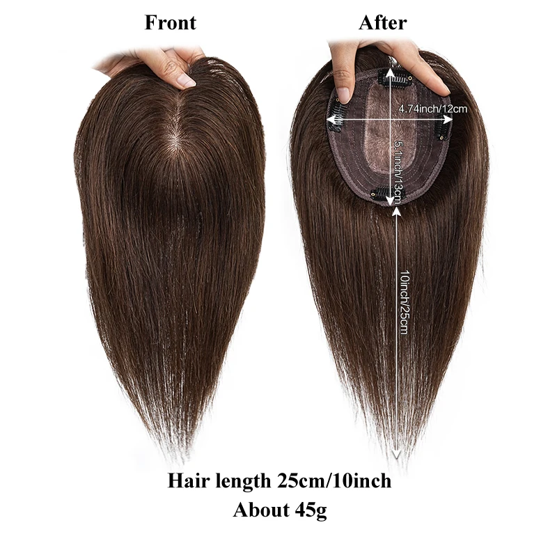 100% ผมมนุษย์ 10 นิ้ว 13X12 ซม.Hairnet คลิปในผมที่มองไม่เห็น 3D Topper Extension Top วิกผมชิ้นสําหรับผู้หญิงชีวิตประจําวัน