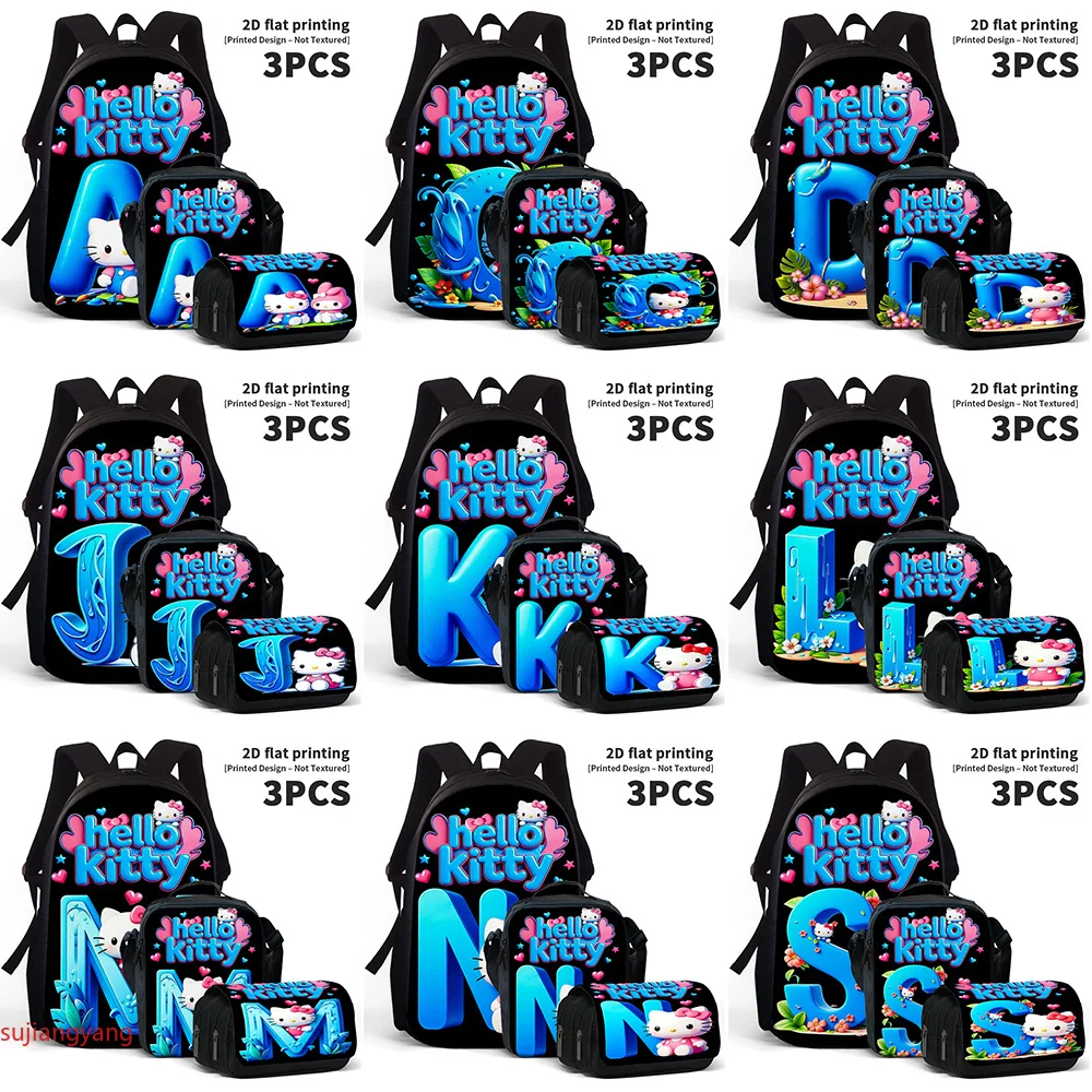 

3pcs Hello Kitty Letter Pattern Backpack Set, Includes a Backpack, a Shoulder Bag, And a Pencil Case, Printed Design - Not