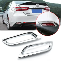 Chrome ABS Rear Bumper Reflector Fog Light Lamp Cover Molding Trims Garnish Frame For Toyota Camry L LE XLE 2018 2019 2020 2021