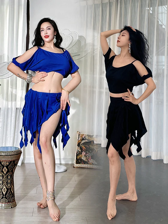 Traje de Práctica de Danza del Vientre SWEGAL, Nuevo Estilo, Conjunto de Falda Corta, Ropa de Danza Oriental con Borlas Decor...