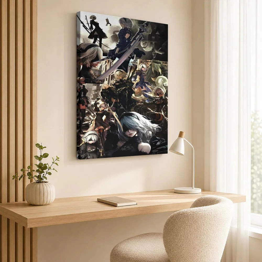 2B Nier Automata Collage Canvas Print Poster Customized Gaming Anime Wall Paintings Decoration for Bedroom Gift for Collectors view 2