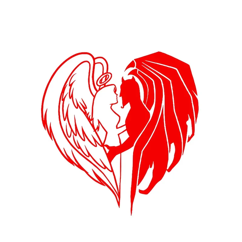 Angels and Demons Car Accessories Heart Exterior Parts Custom Stickers Accessories Sunscreen Waterproof Stylish, Cute, PVC Car