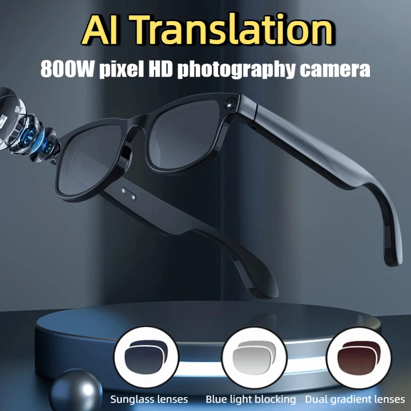 

4K 800 Вт пикселей HD AI умные очки камера Bluetooth вызов локальное хранилище батарея 260 мАч голосовой помощник управление умные очки ﻿