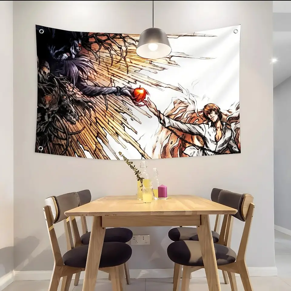 Banderines misteriosos de anime Death Note, decoración para camping, jardín, habitación, arte de pared, regalos para familia 2