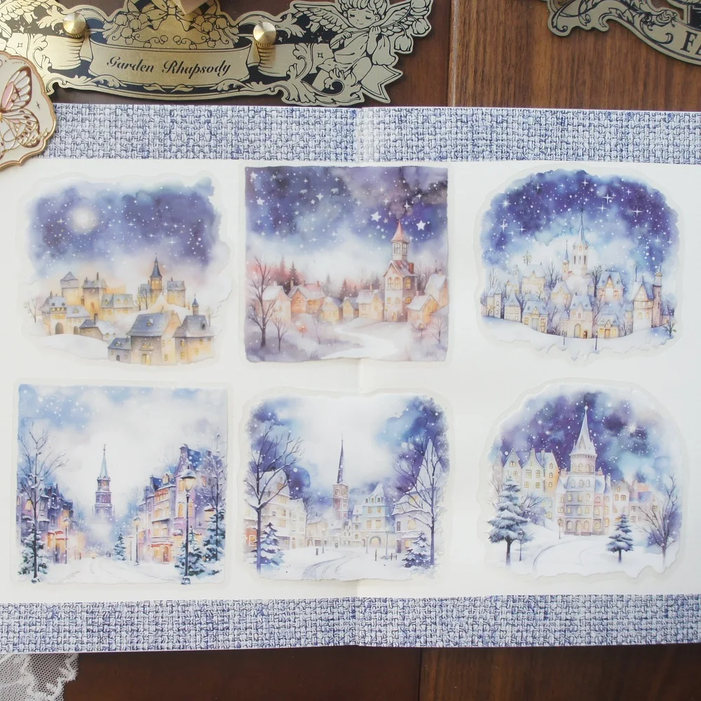 

10 Pcs Beautiful Winter Snow Scenery Style PVC Sticker Scrapbooking DIY Gift Decoration Tag