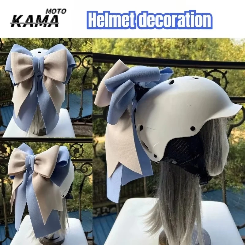 Double Layer Moto Helmet Butterfly Knot Decoration Motobike Bicycle Skiling Helmet Decor Stickers Styling for Women Cosplay