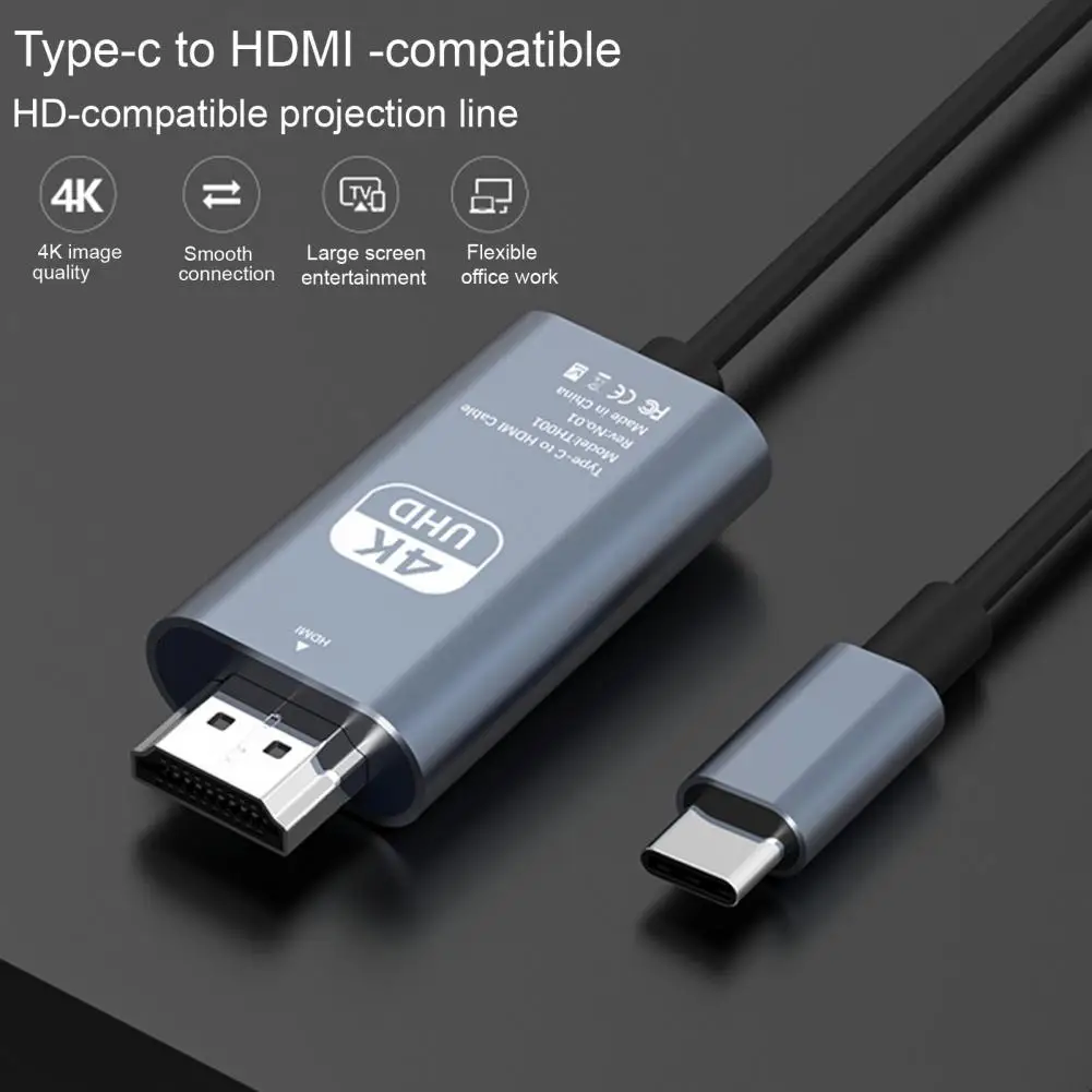 Safe Long Service Life 4K USB-C to HDMI-compatible Adapter Stable Signal Eco-friendly Video Adapter Cable Office Use