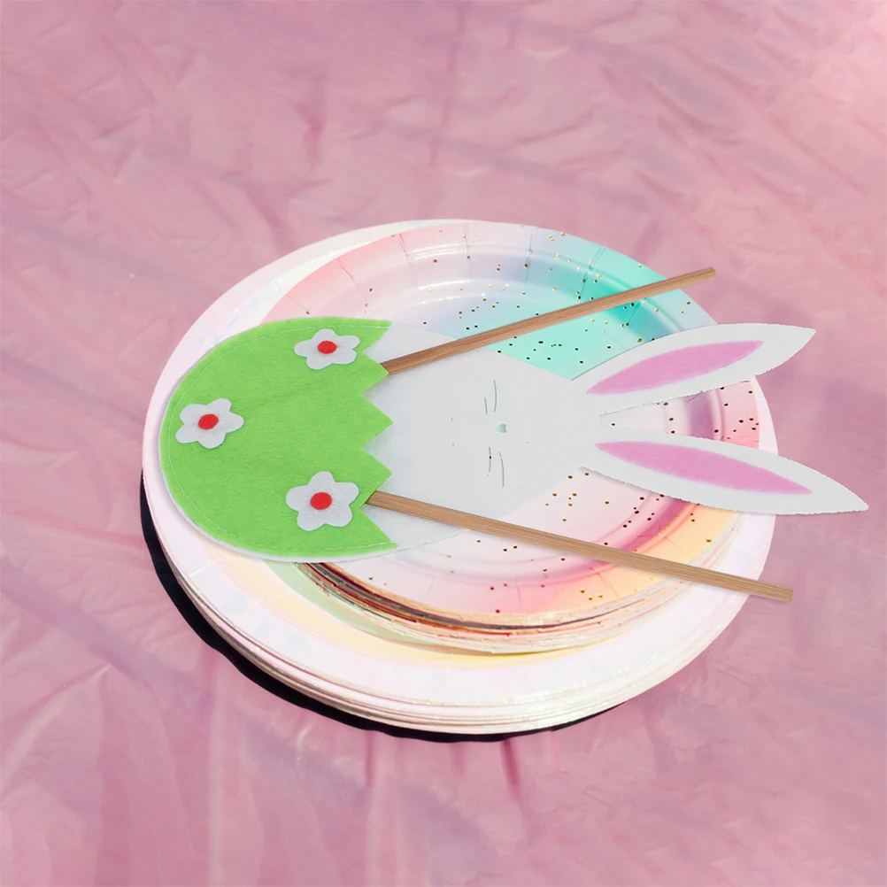 

12pcs Easter Cutlery Holders Bag Rabbit Head Fork Silverware Bunny Non woven Party Tableware Decor Easter Theme Dining