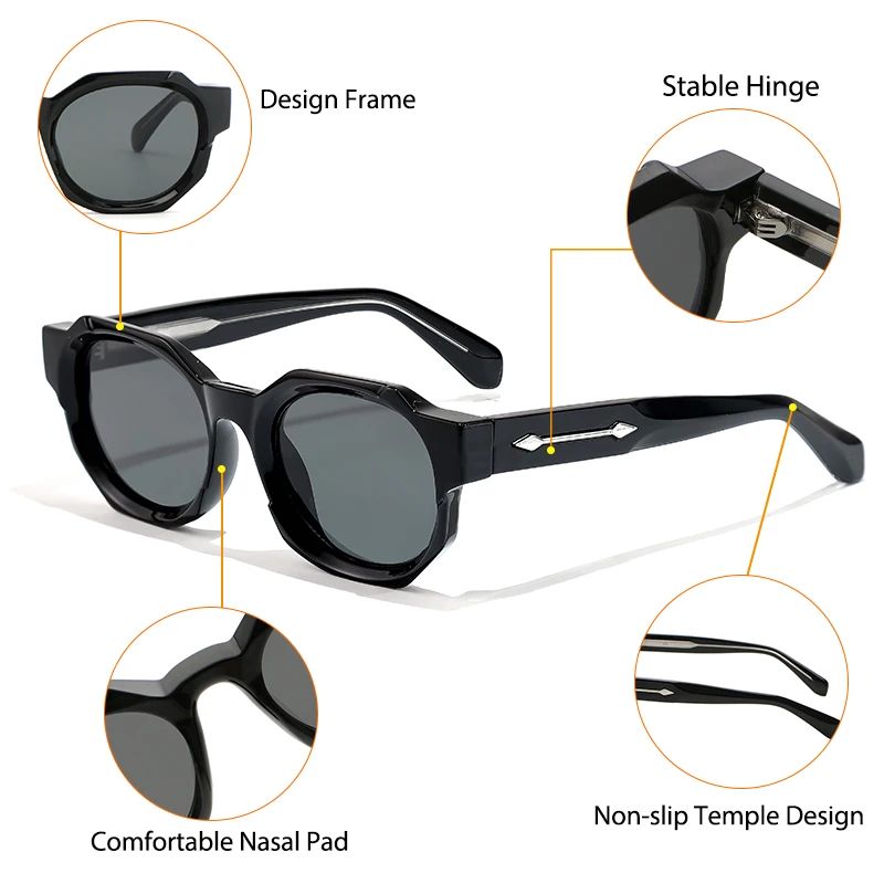 CATERSIDE Retro Punk Quadrat Sonnenbrille Männer Vintage Dicken Rahmen Hochwertige frauen Sonnenbrille Party und Urlaub Reise Brillen – Detail 4