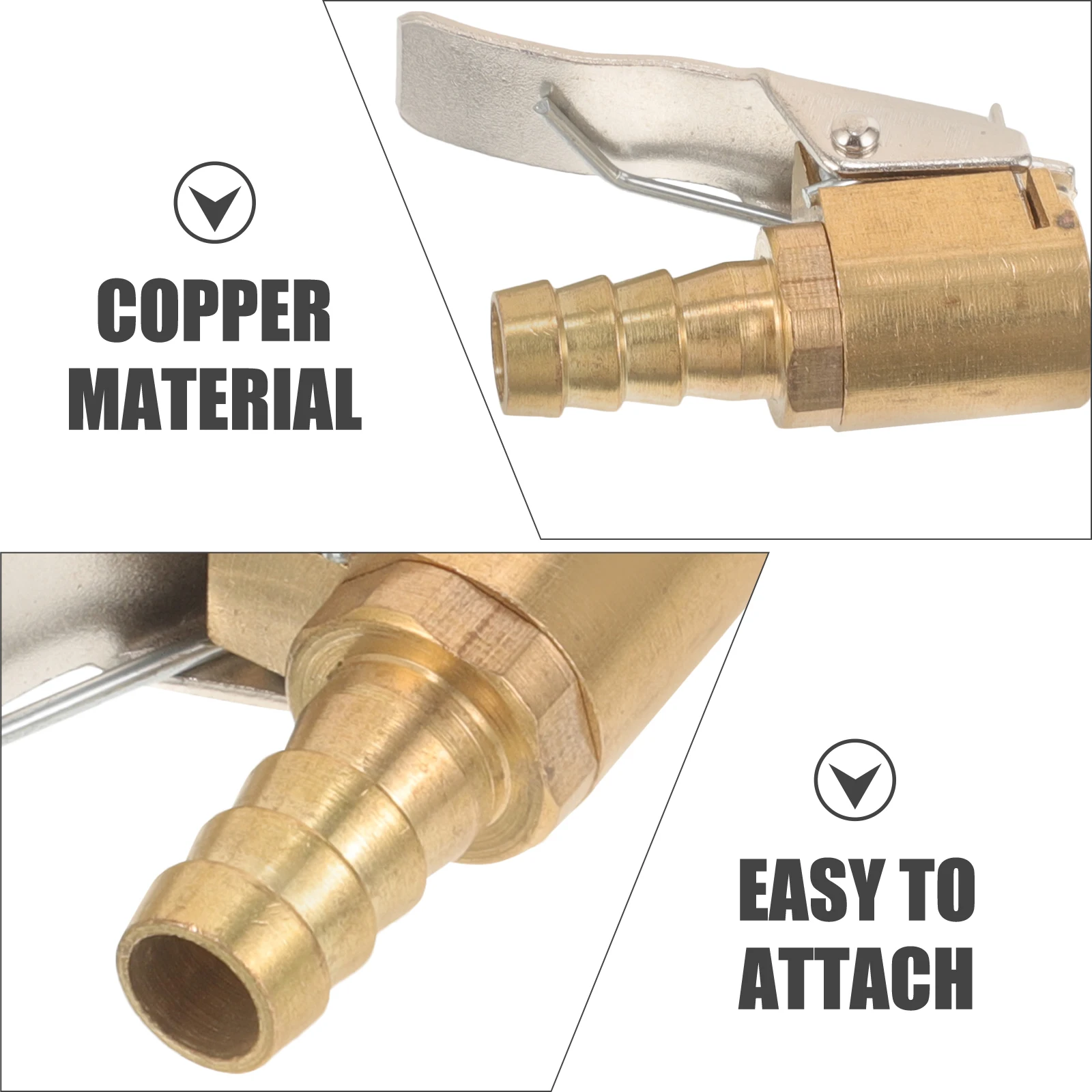 

8mm Pneumatic Air Pump Tire Inflator Valve Inflator Valve Chunk Copper Tire Attachment Durable Lightweight Garage Use