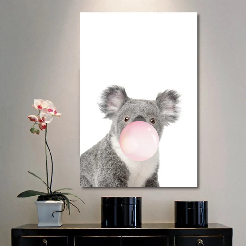 ศิลปะบอลลูนผ้าจิตรกรรมตกแต่งสัตว์พื้นหลังผ้าใบตกแต่งโปสเตอร์ห้องนอนการตกแต่งบ้าน