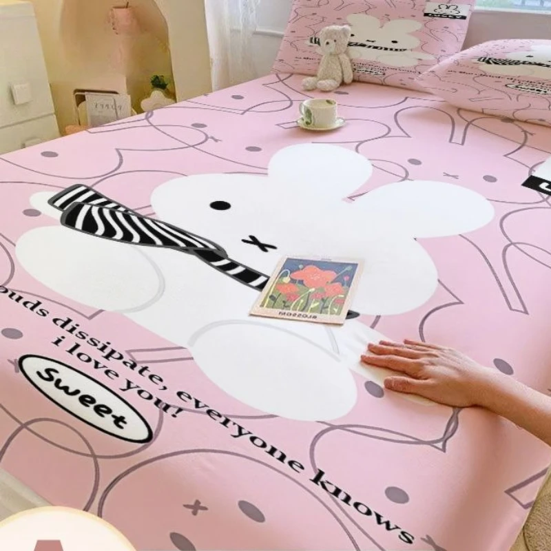 Cartoon Kawaii NewStyle Cotton Bedclothes Mattress Protective Cover High Quality Non-slip No Displacement Good Fabric Gift Miffy