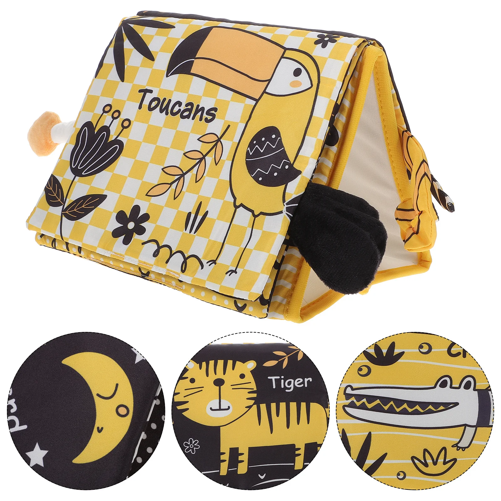 Książeczka z lusterkiem dla malucha, książeczka edukacyjna z materiału, rozpoznawanie wzorów dla niemowląt, interakcja sensoryczna, umiejętności, poznawczo-kreatywne ćwiczenia