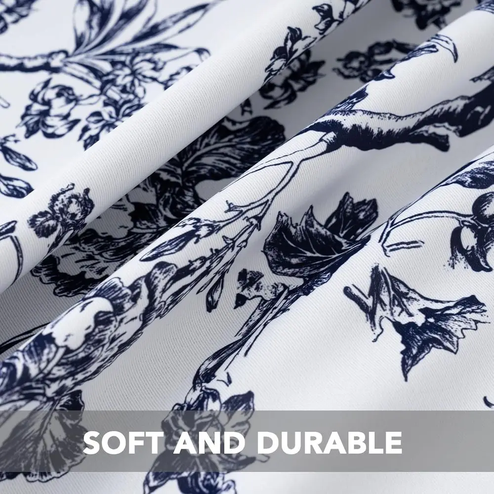 Ensemble de 96 rideaux à œillets floraux, style ferme, style Boho vintage marine, assombrissement de la pièce pour le salon (2 panneaux)