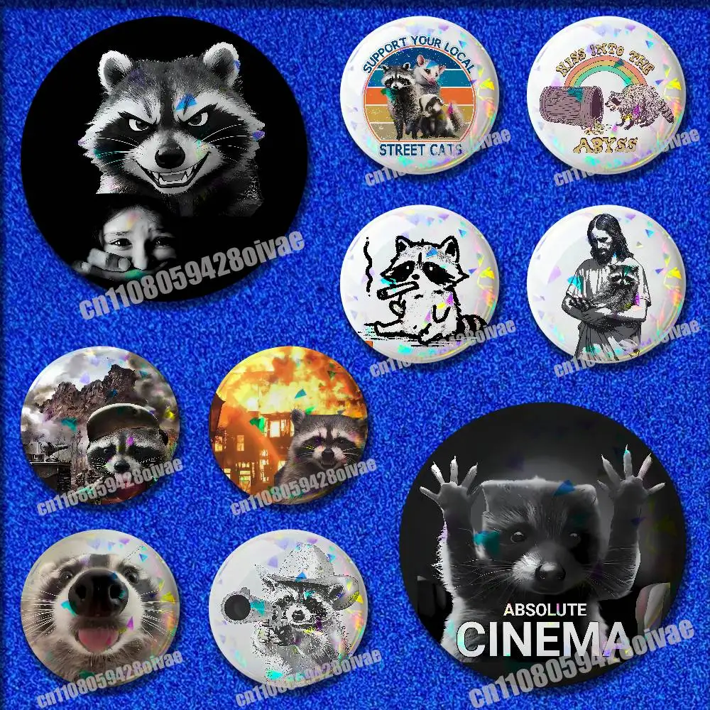 

Hiss Into The Abyss Raccoon Street Cats Jesus Insignia Badge Case For Ornament Souvenir 32mm 44mm Brooch Button Round Pins