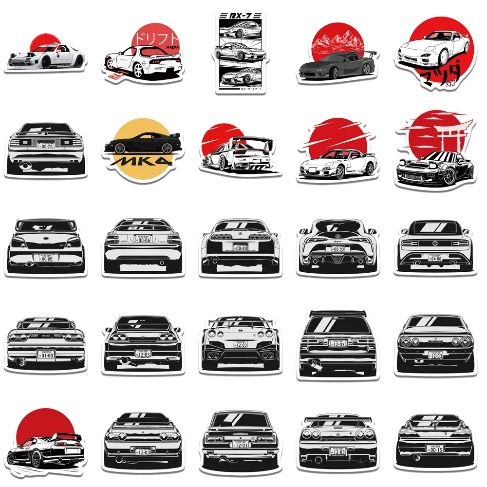 10/30/50pcs JDM Retrofit Racing Car Graffiti Stickers Skateboard Phone Laptop Helmet Bike Luggage Car Waterproof Sticker Decal