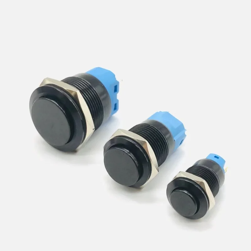 Metal push button switch 12/16/19/22mm oxidized black self-locking/self-resetting start/stoar Engine Power High/Flat Head Switch - Image 6