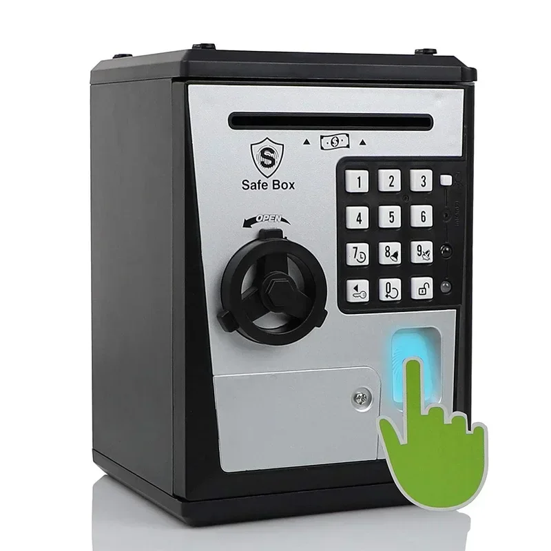 Fingerprint Bank Safe Box Money Boxes For Children Digital Coins Cash Saving Safe Deposit Mini ATM Machine Toys Kids Gift