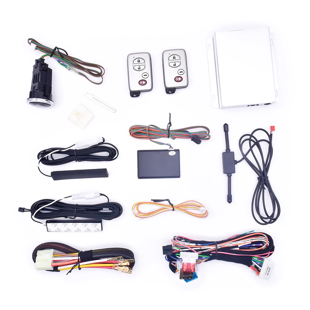 Model 902 One-Way Car Alarm System With Engine Start/Stop Remote Starter Push Button Keyless Entry Shock Warning-12V